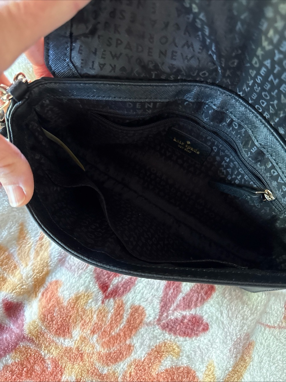 kate spade Black Saffiano Leather Crossbody with Gold Chain - Picture 9 of 13